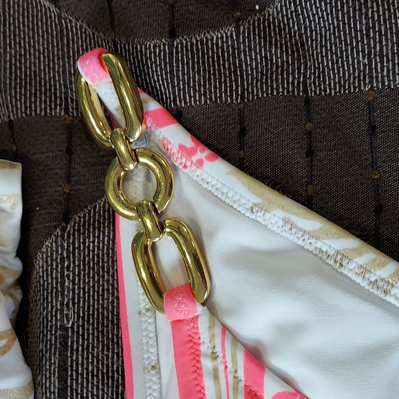 NWOT Victoria Secret gold and pink Medium bikini - Picture 5 of 11